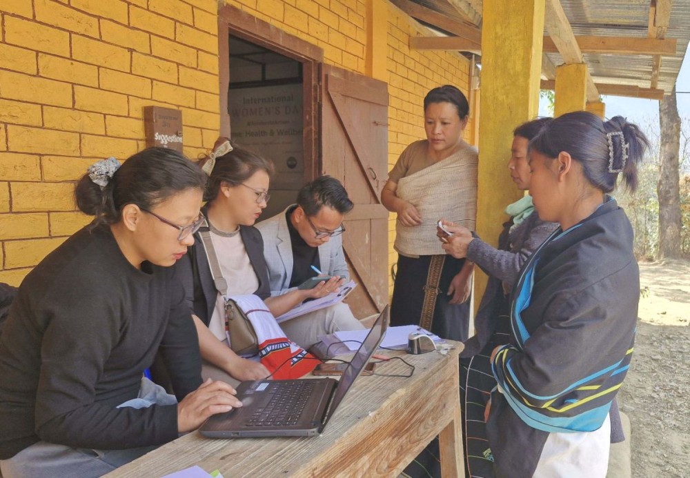 Weavers availing health services during the International Women’s Day held at the Government High School, Middle Khomi on March 8.